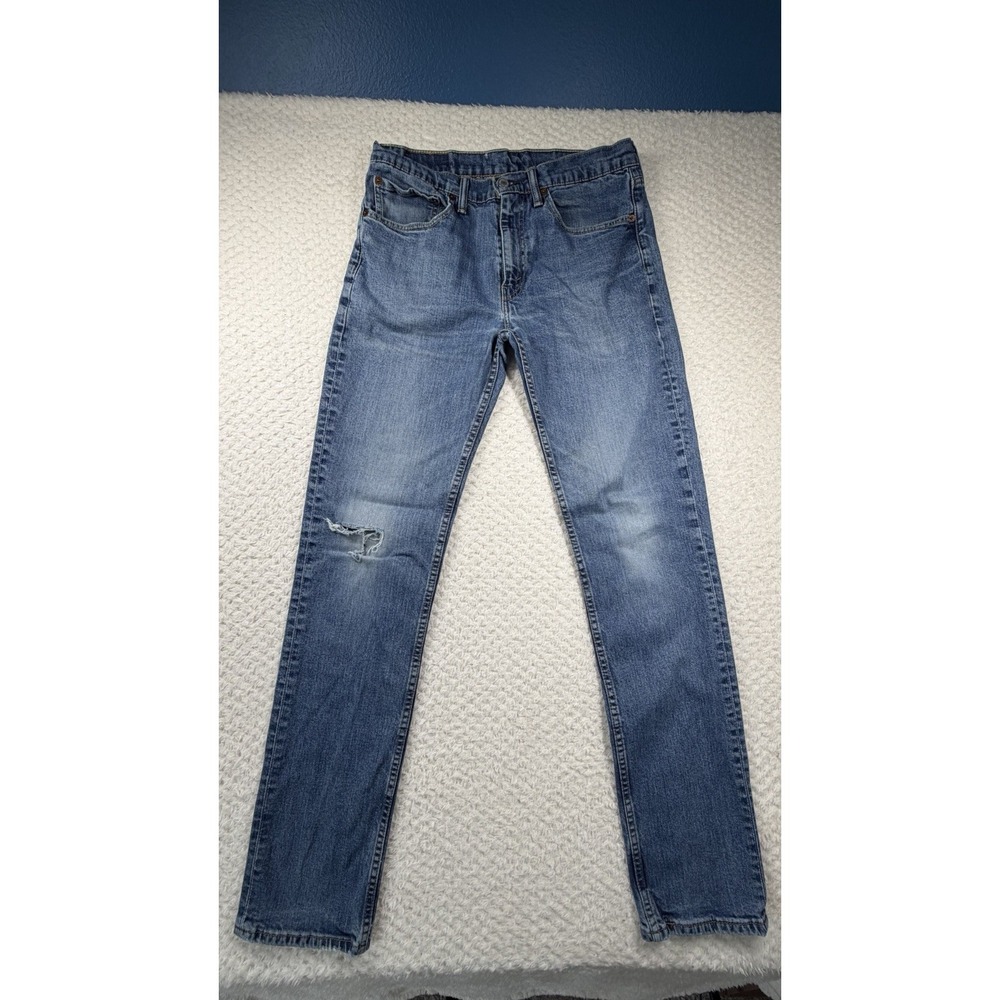 Levi's 511 Slim Fit Jeans Men's 34x34 Turquoise Blue Denim Distressed